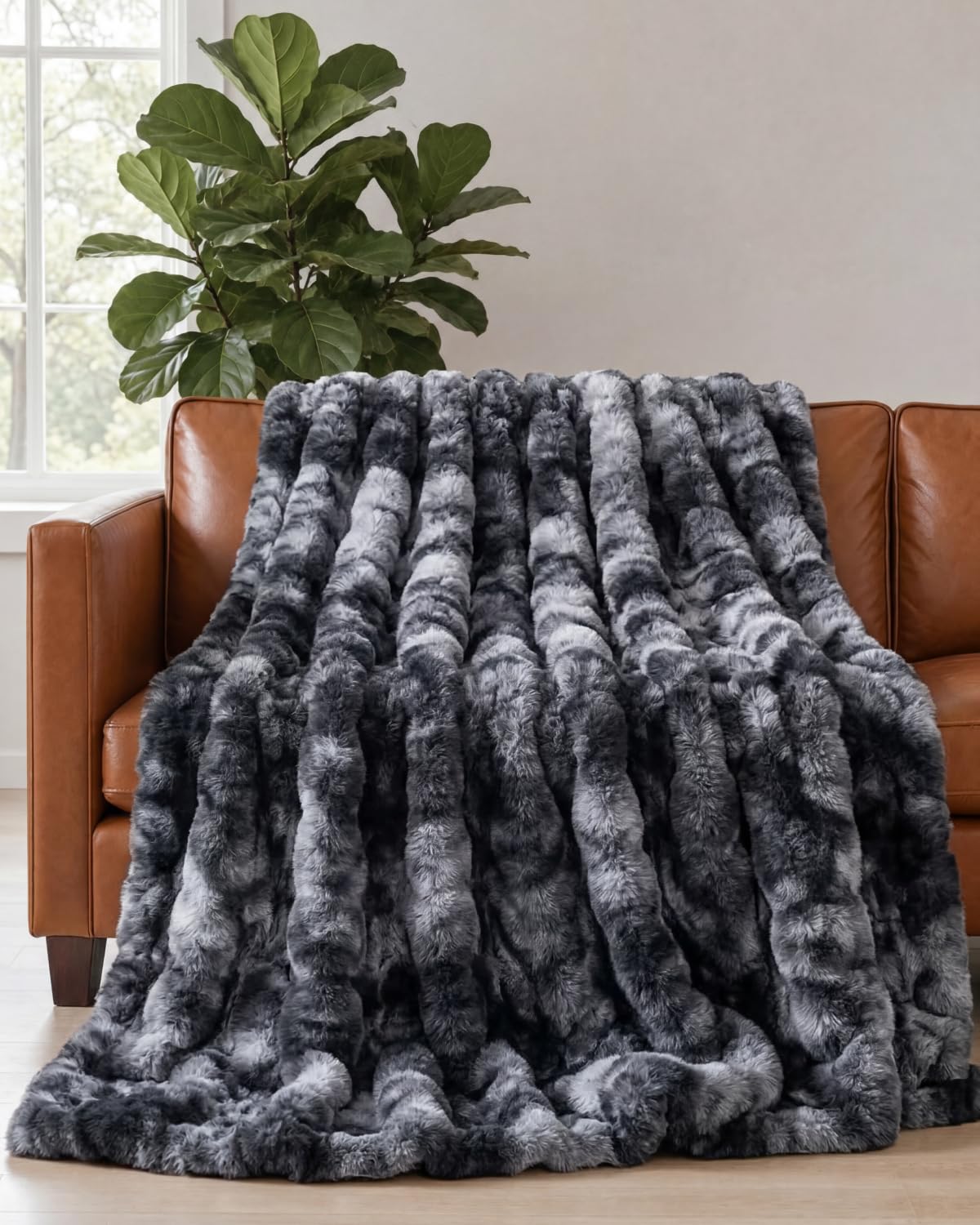 Faux Fur Bubble Throw Blanket, 50 x 60 Inch