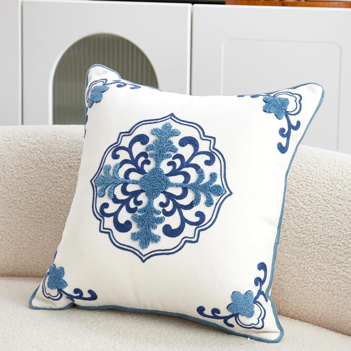 Chinoiserie Floral Chenille Pillow Cover