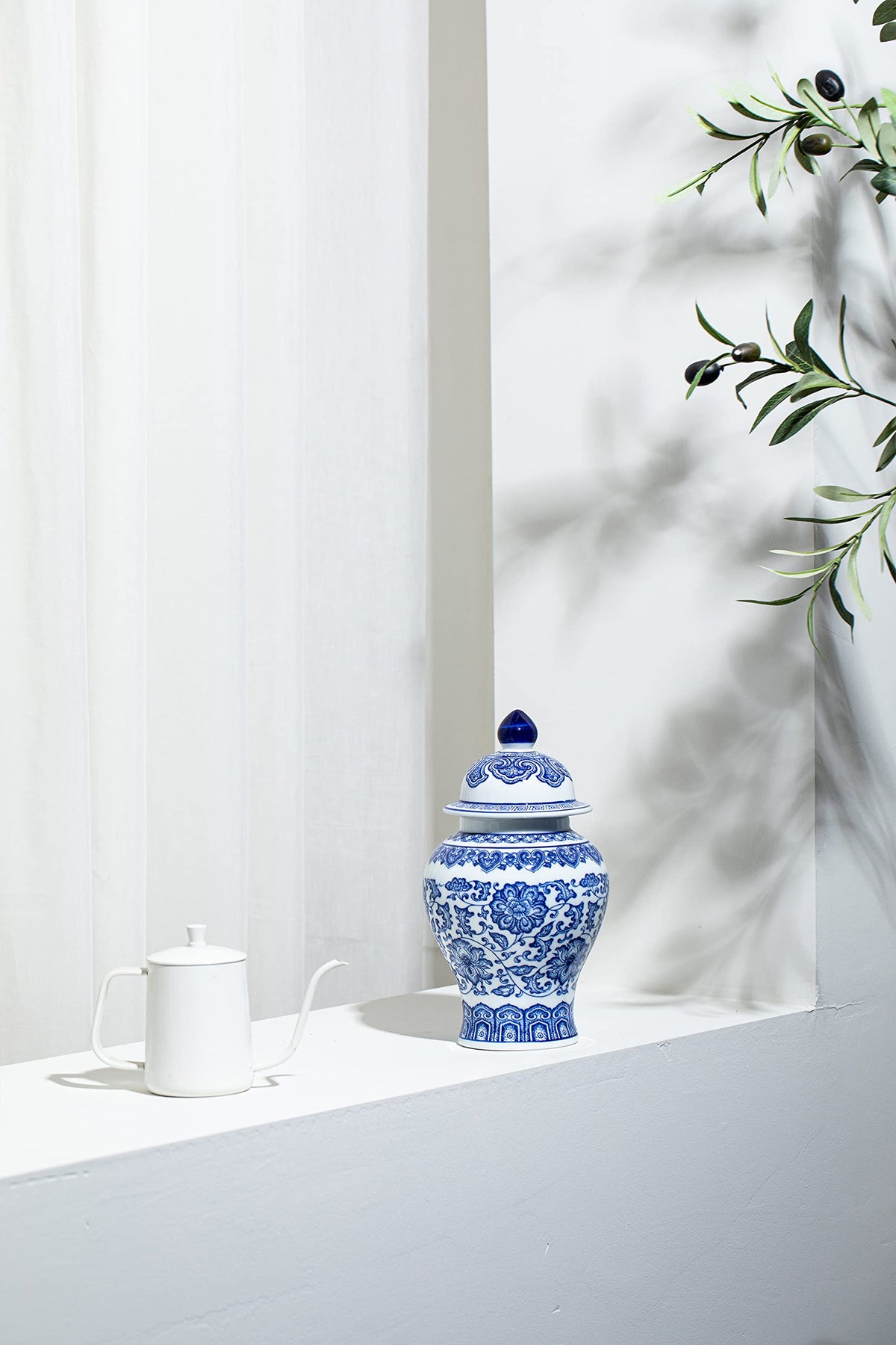 Blue and White Ginger Jar, 9.8 or 15 Inch