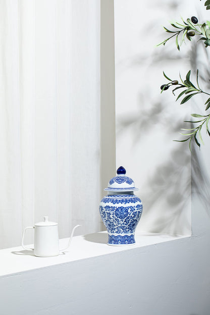 Blue and White Ginger Jar, 9.8 or 15 Inch