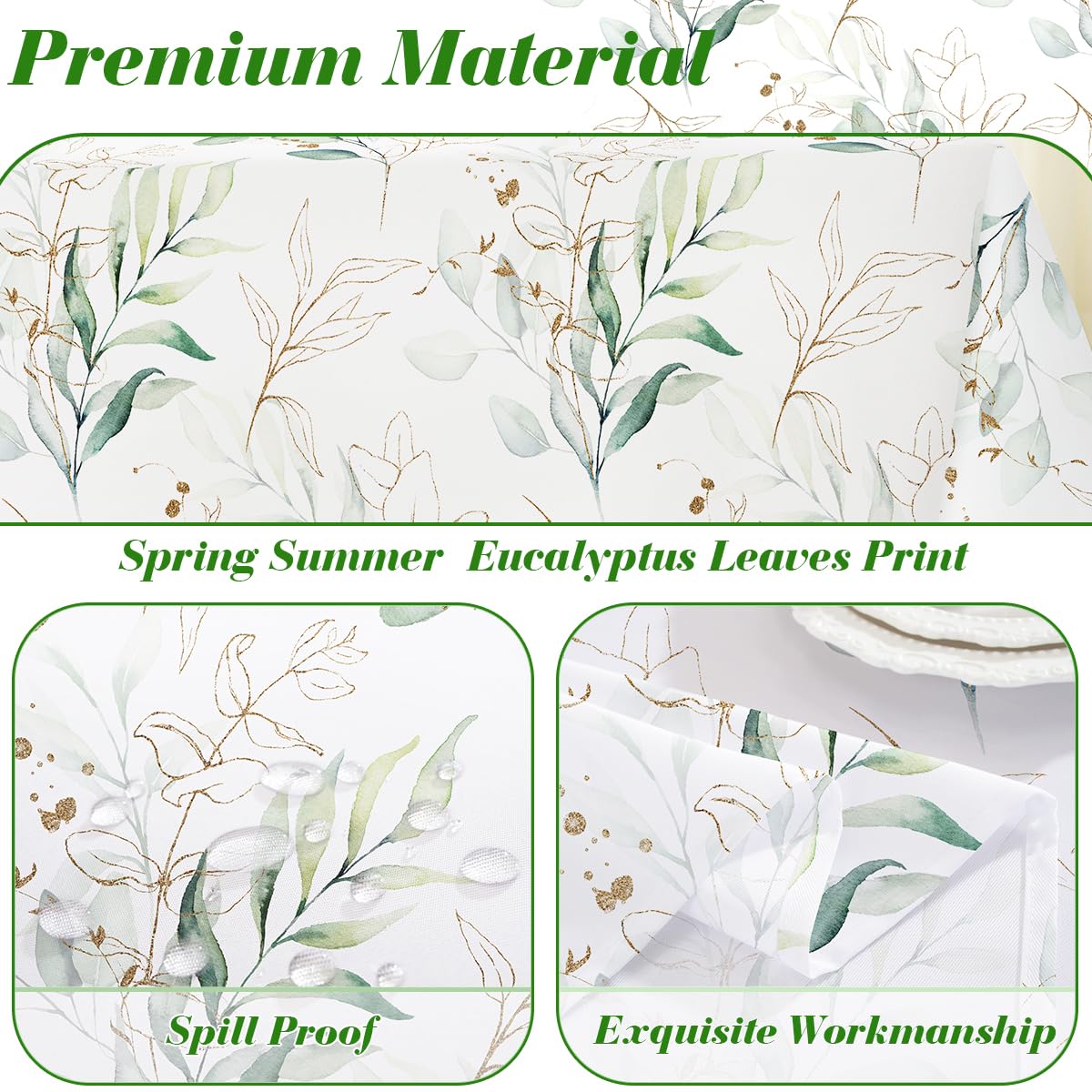 Blue and White Floral Tablecloth, Rectangle