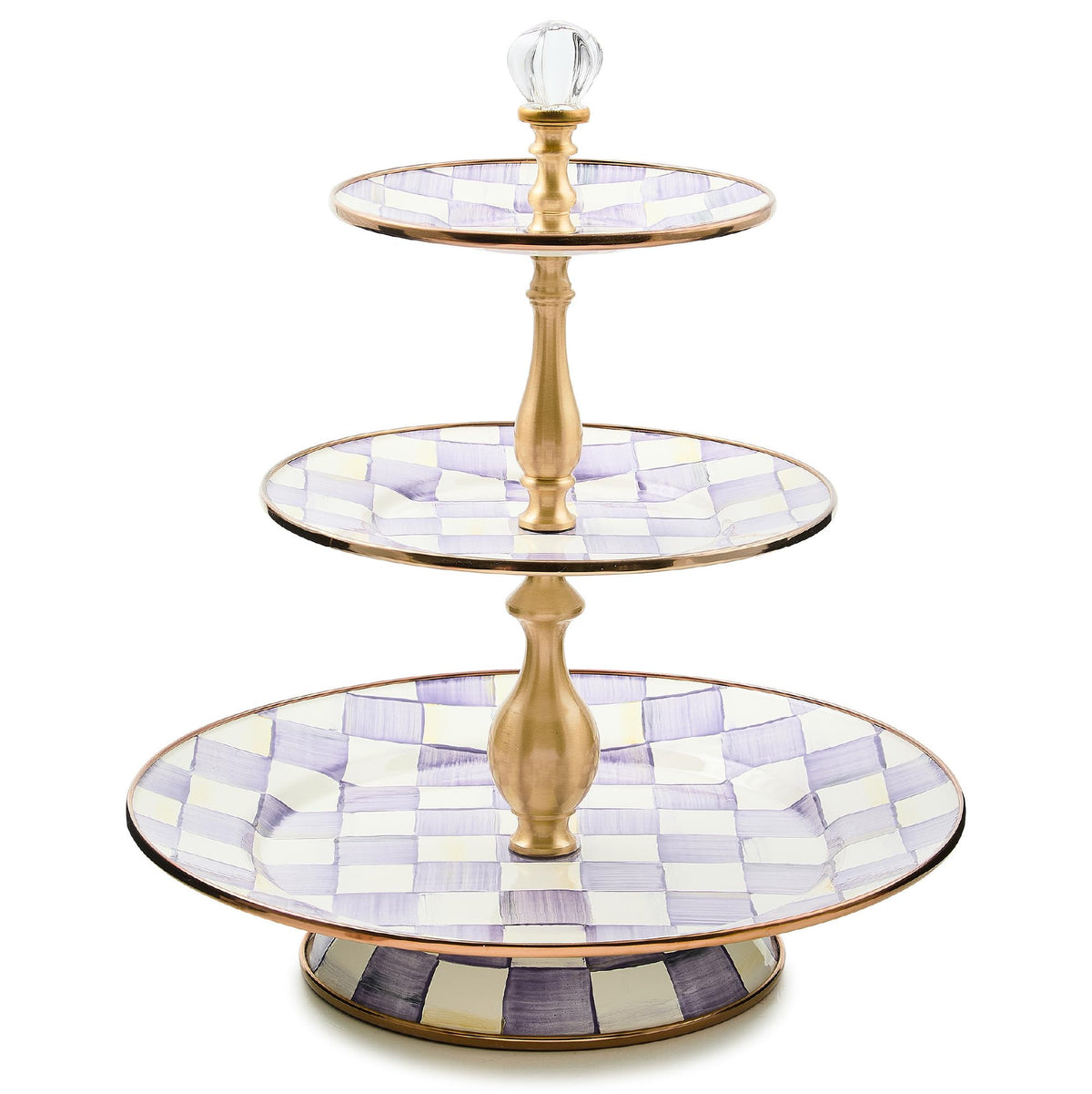 MacKenzie-Childs Two-Tier Sweet Stand, Royal Check