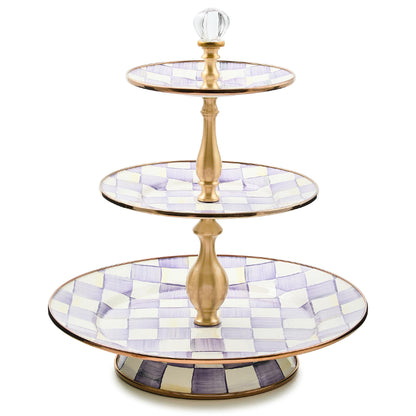 MacKenzie-Childs Two-Tier Sweet Stand, Royal Check