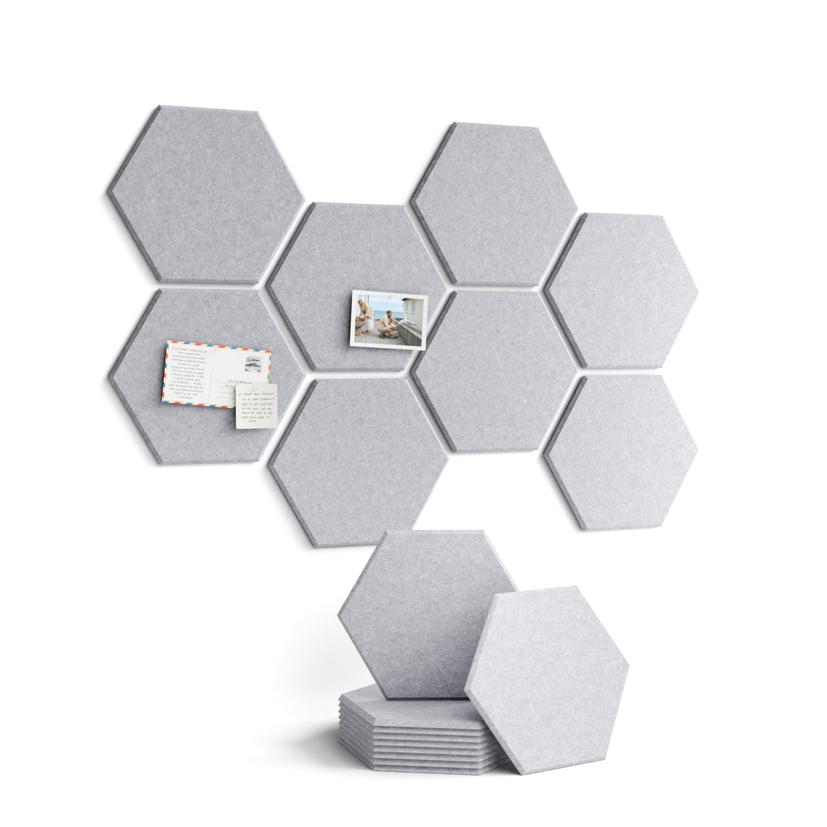 Blue Hexagon Felt Pin Board Tiles, 12 Pack