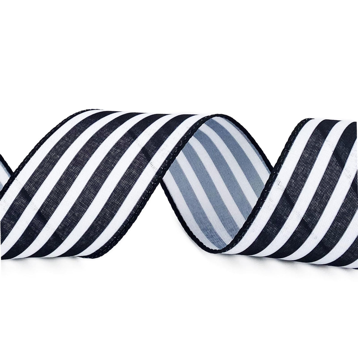 Royal Blue and White Striped Wired Ribbon, 2.5 Inch