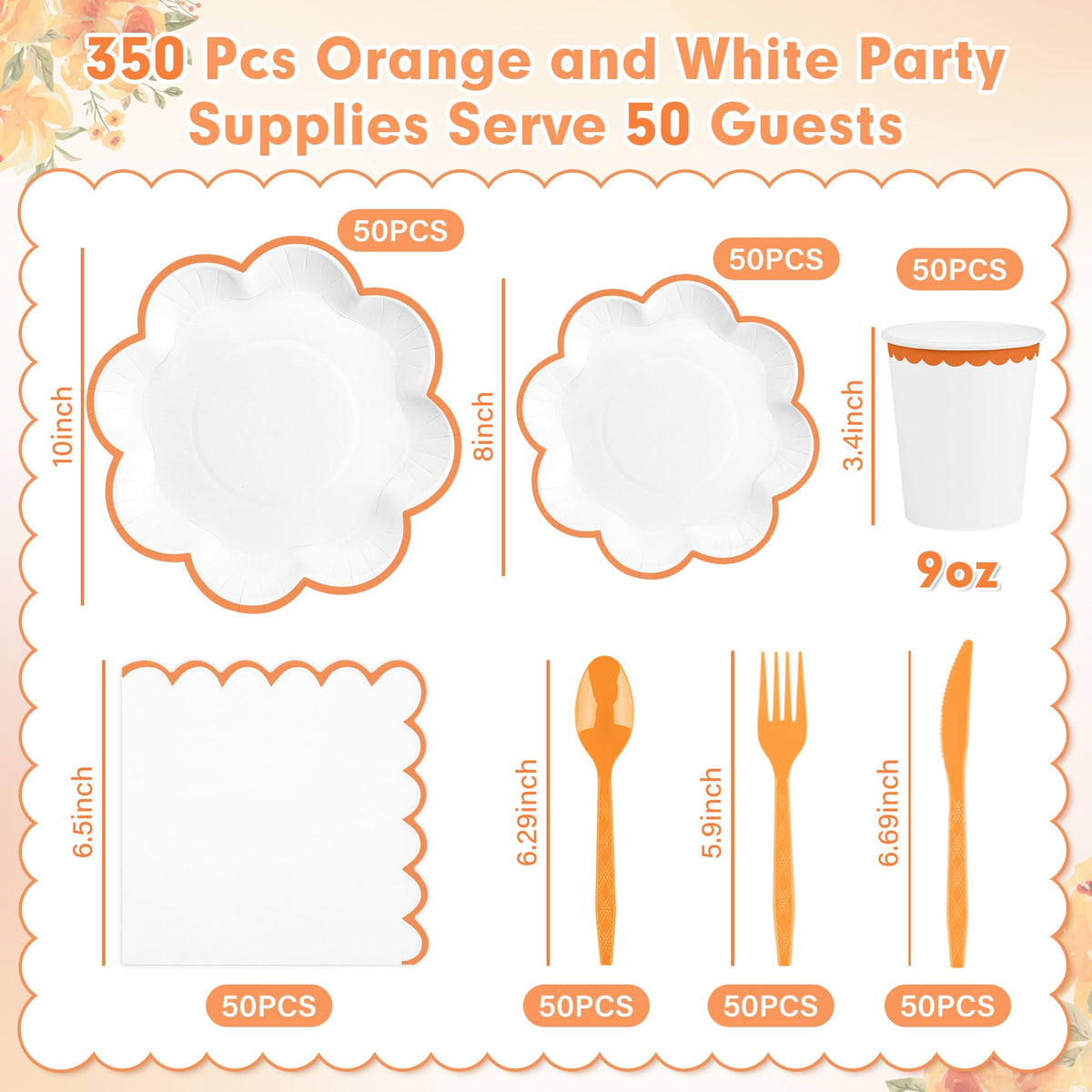 Blue and White Paper Tableware Set, Serves 50
