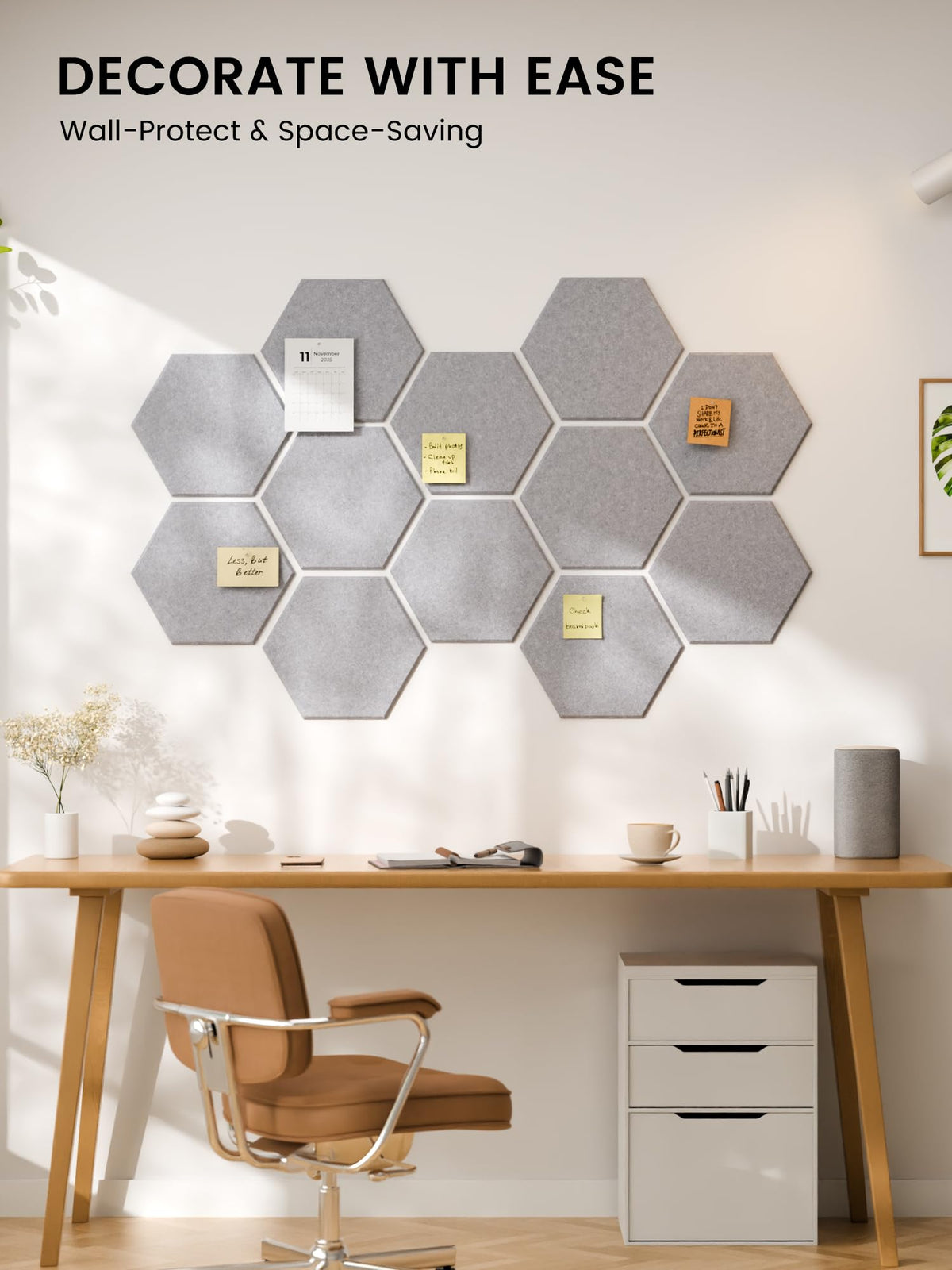 Blue Hexagon Felt Pin Board Tiles, 12 Pack