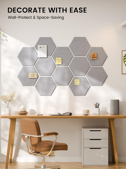 Blue Hexagon Felt Pin Board Tiles, 12 Pack