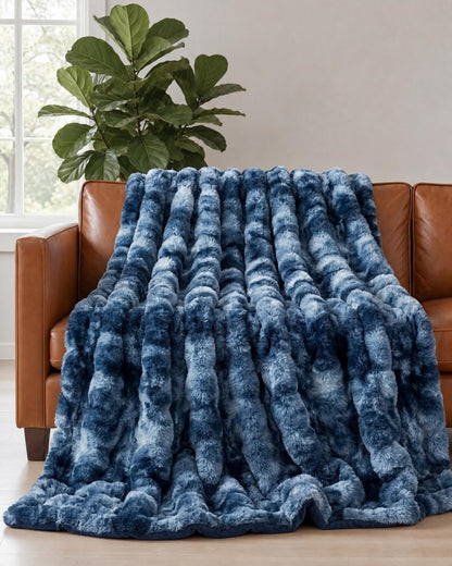 Faux Fur Bubble Throw Blanket, 50 x 60 Inch