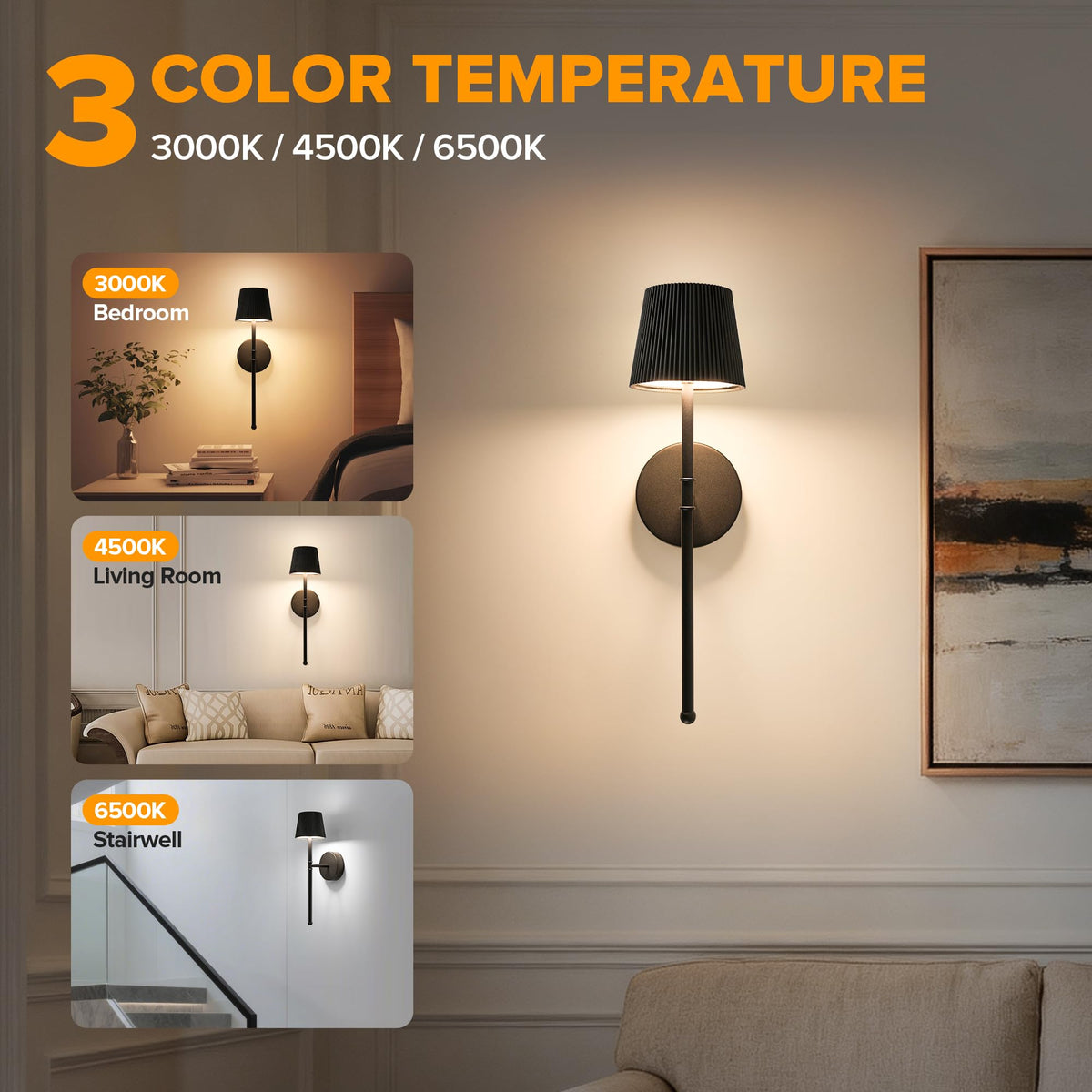 Blue Cordless Rechargeable Wall Sconces, Set of 2