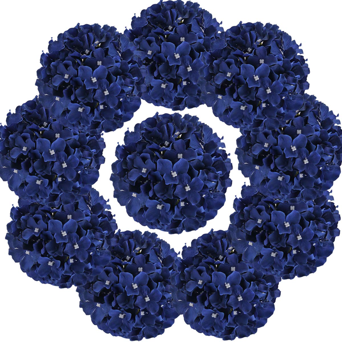 Silk Hydrangea Heads with Stems, Pack of 10
