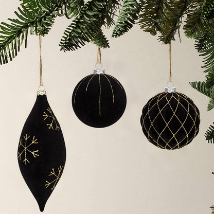 Royal Blue Velvet Christmas Ornament Balls, Set of 12