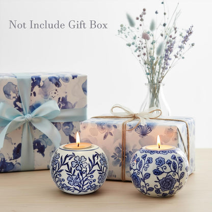 Blue and White Chinoiserie Tealight Holders, Set of 4