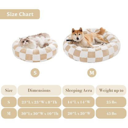 Blue Checkered Round Dog Bed