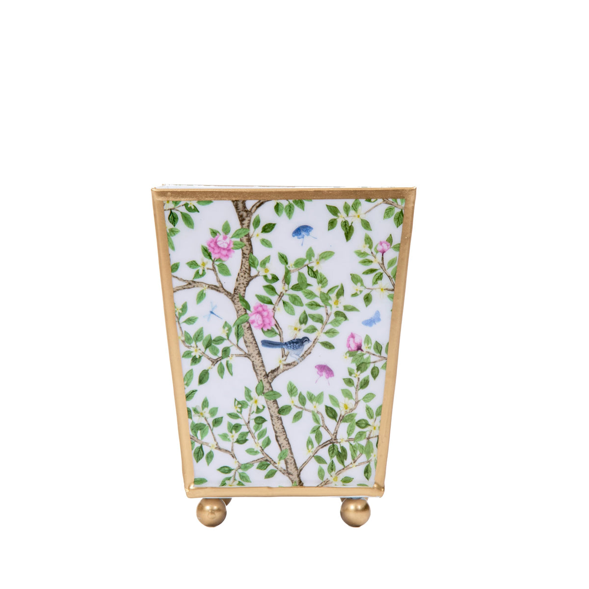 Blue and White Enamel Cachepot, 4 Inch