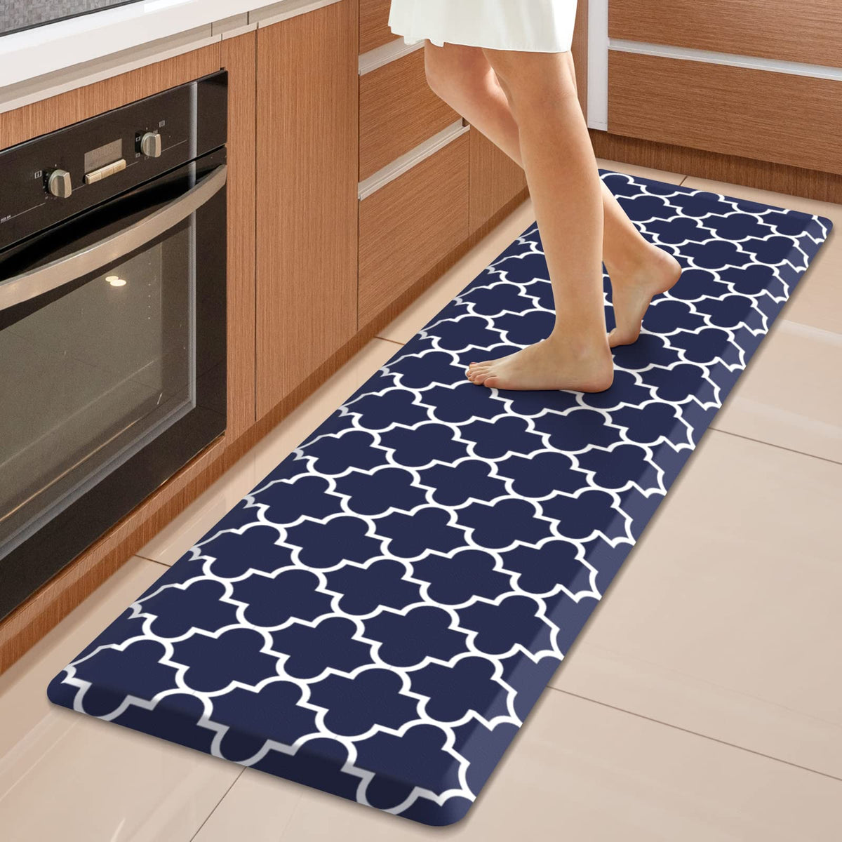 Blue Cushioned Anti-Fatigue Kitchen Mat