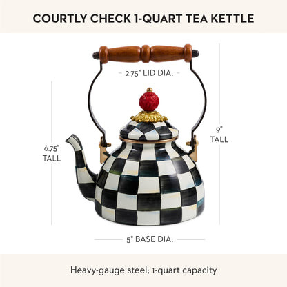MacKenzie-Childs Enamel Tea Kettle, Royal Check