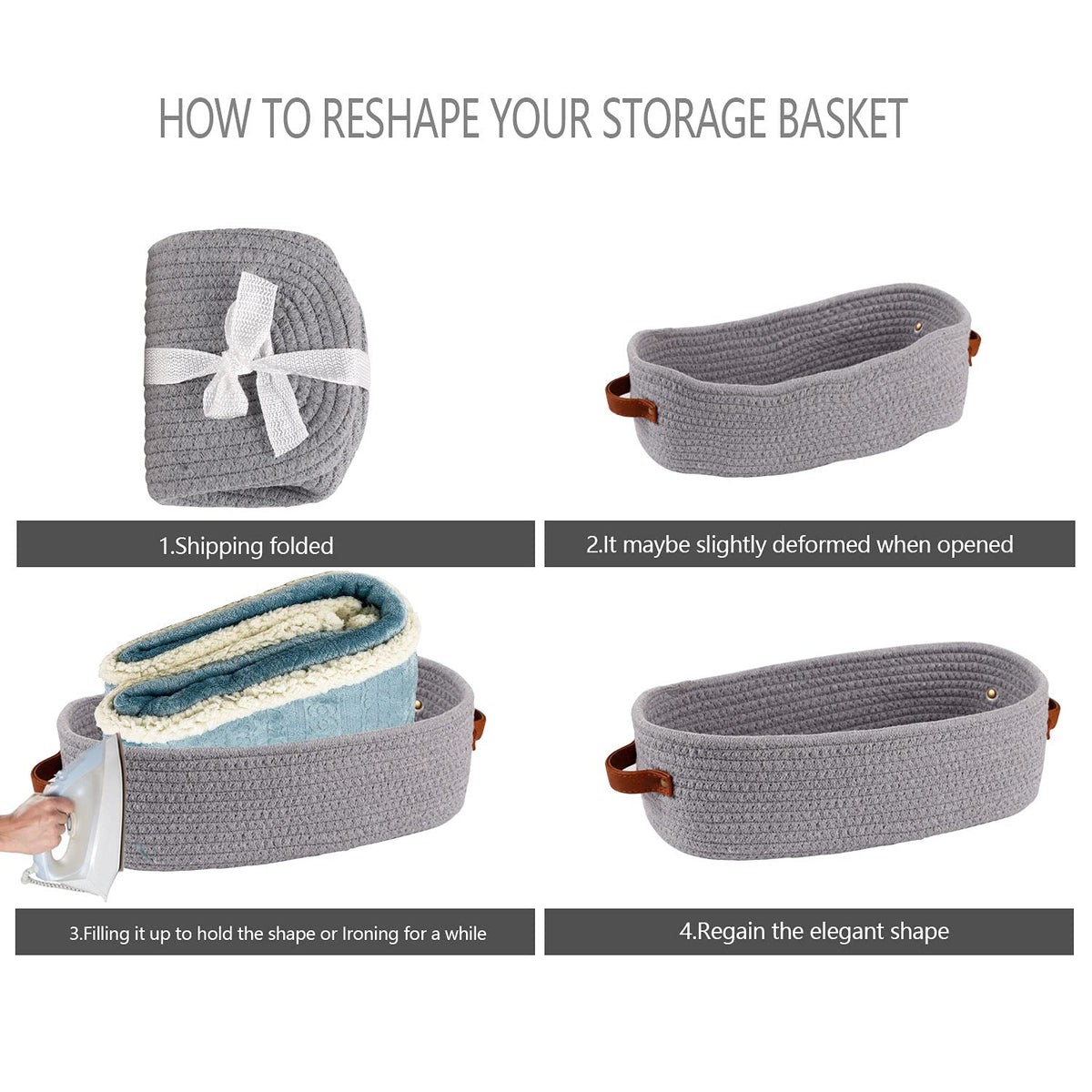 Woven Cotton Rope Toilet Tank Basket, Navy and White