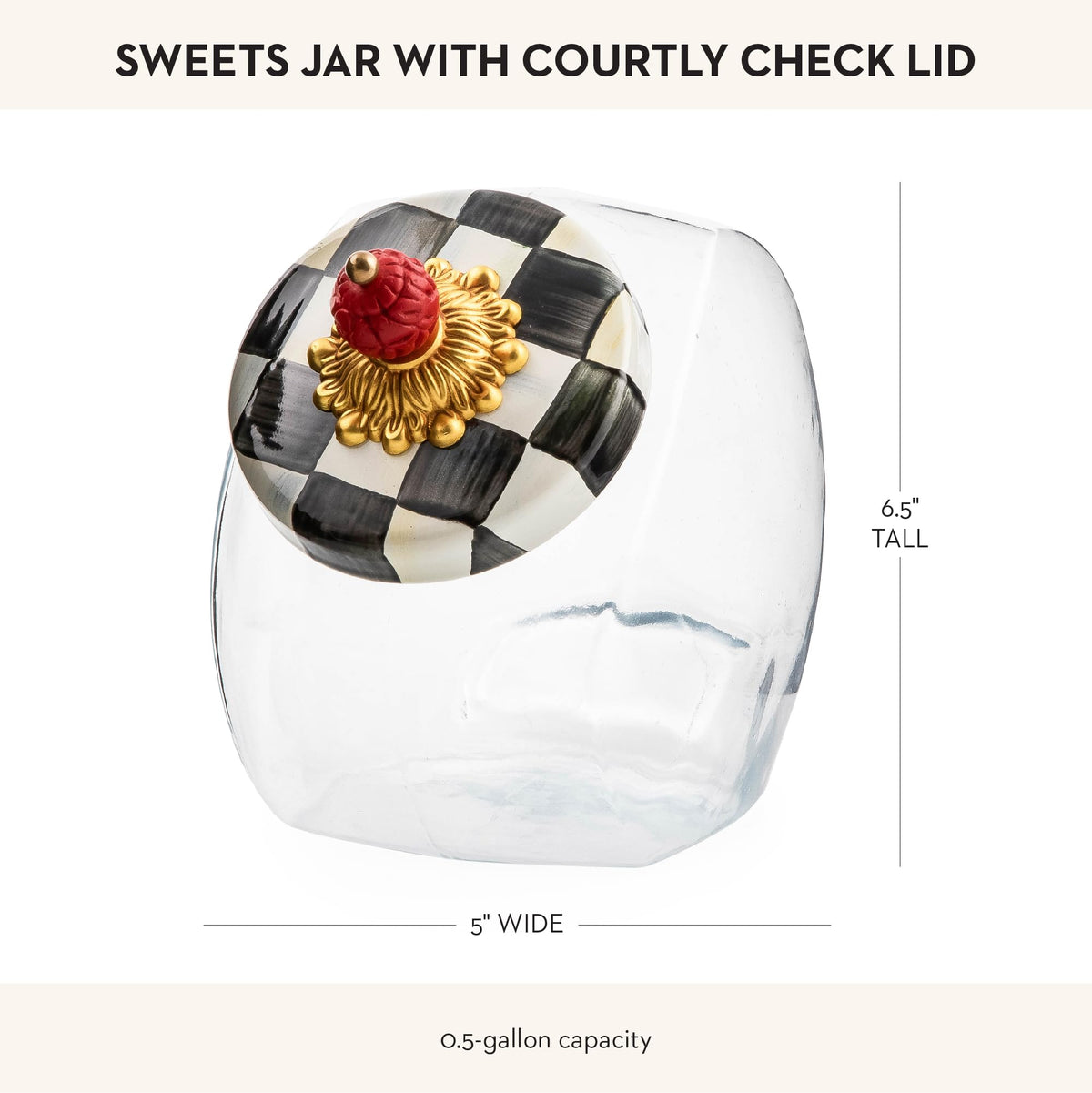 MacKenzie-Childs Glass Sweets Jar, Royal Check