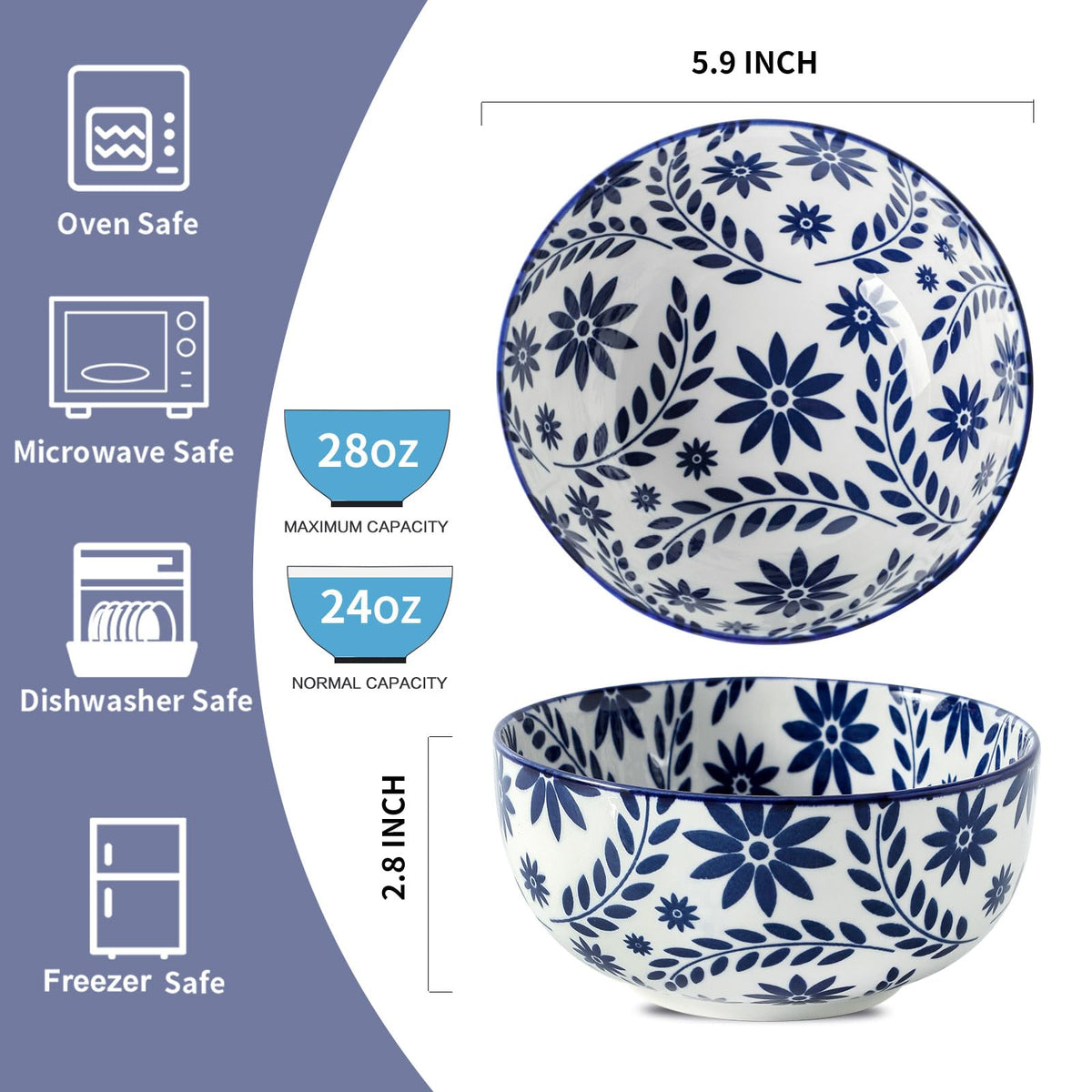 Ceramic Soup Bowls, Set of 6