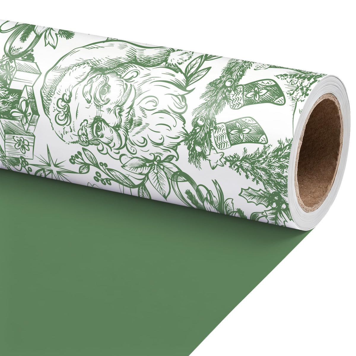 Reversible Toile Christmas Wrapping Paper