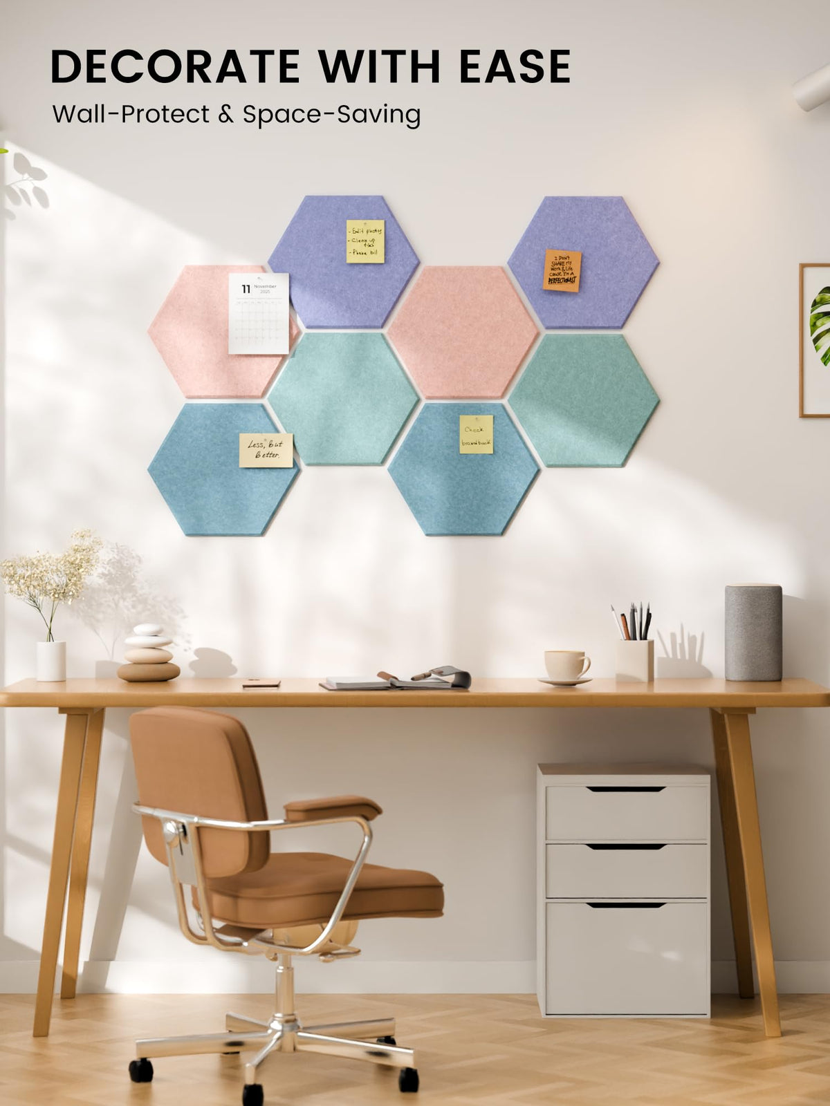 Blue Hexagon Felt Pin Board Tiles, 12 Pack