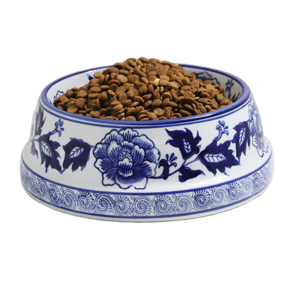 Hand-Painted Blue and White Ceramic Pet Bowl