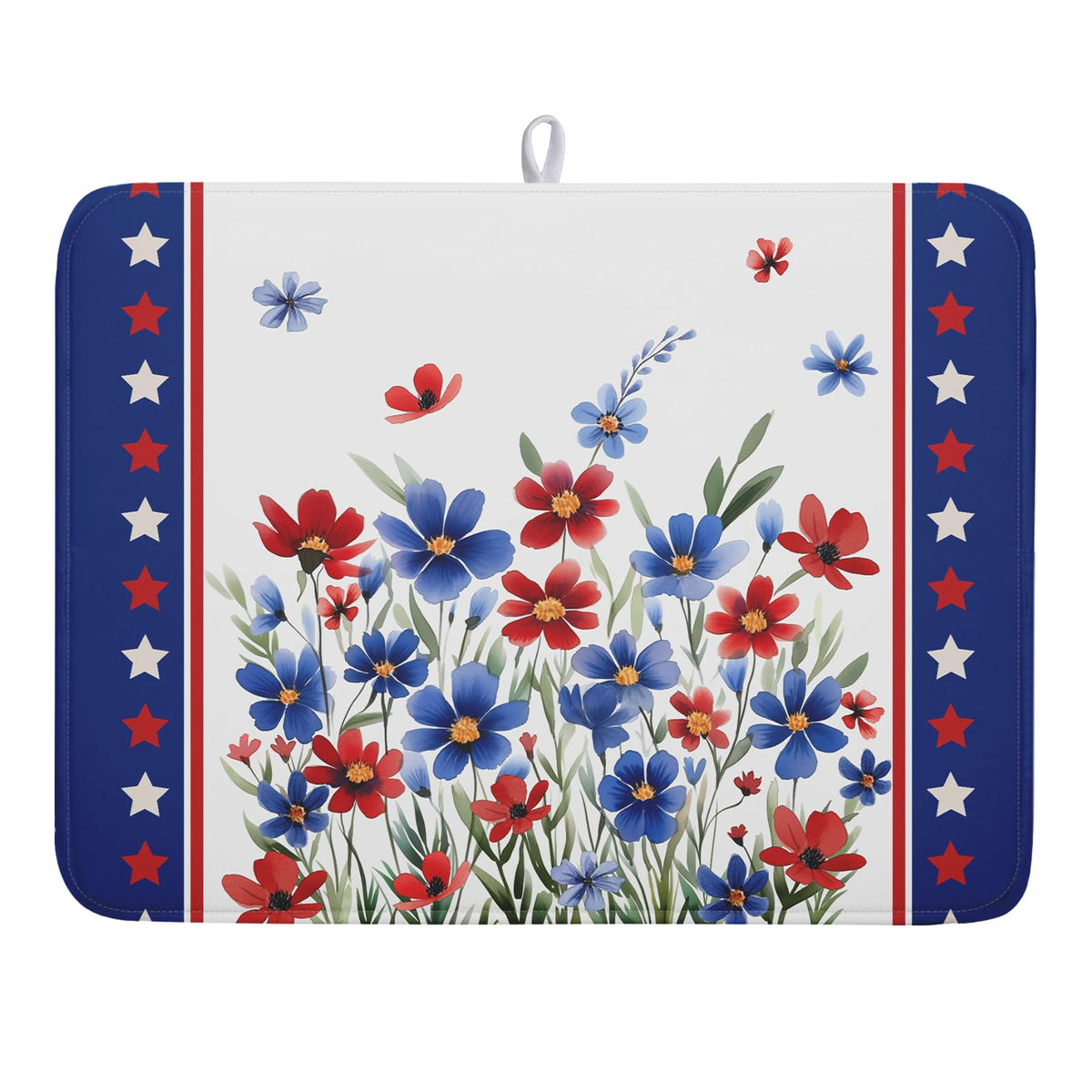 Blue Chinoiserie Floral Dish Drying Mat