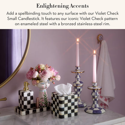 MacKenzie-Childs Sky Check Pillar Candlestick