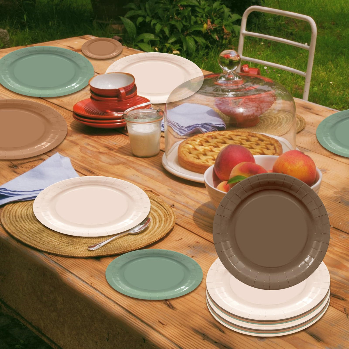 Blue and White Floral Paper Plates and Napkins, Serves 20