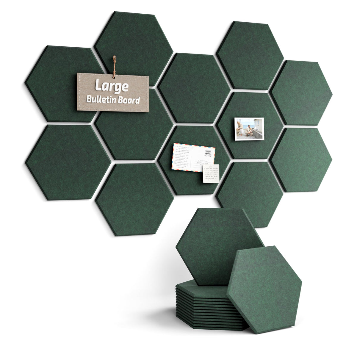 Blue Hexagon Felt Pin Board Tiles, 12 Pack
