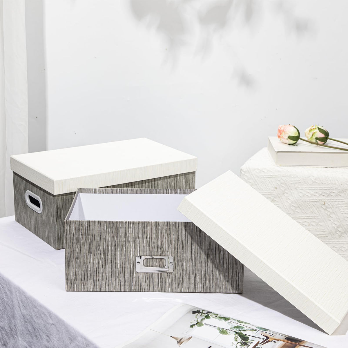 Blue and White Floral Nested Storage Boxes