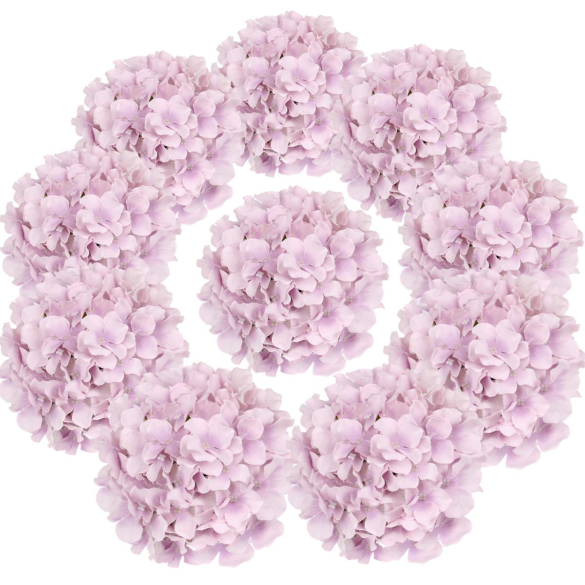 Silk Hydrangea Heads with Stems, Pack of 10