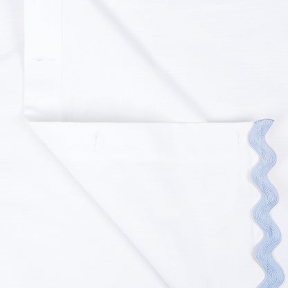 Scalloped Cotton Shower Curtain, White and Blue