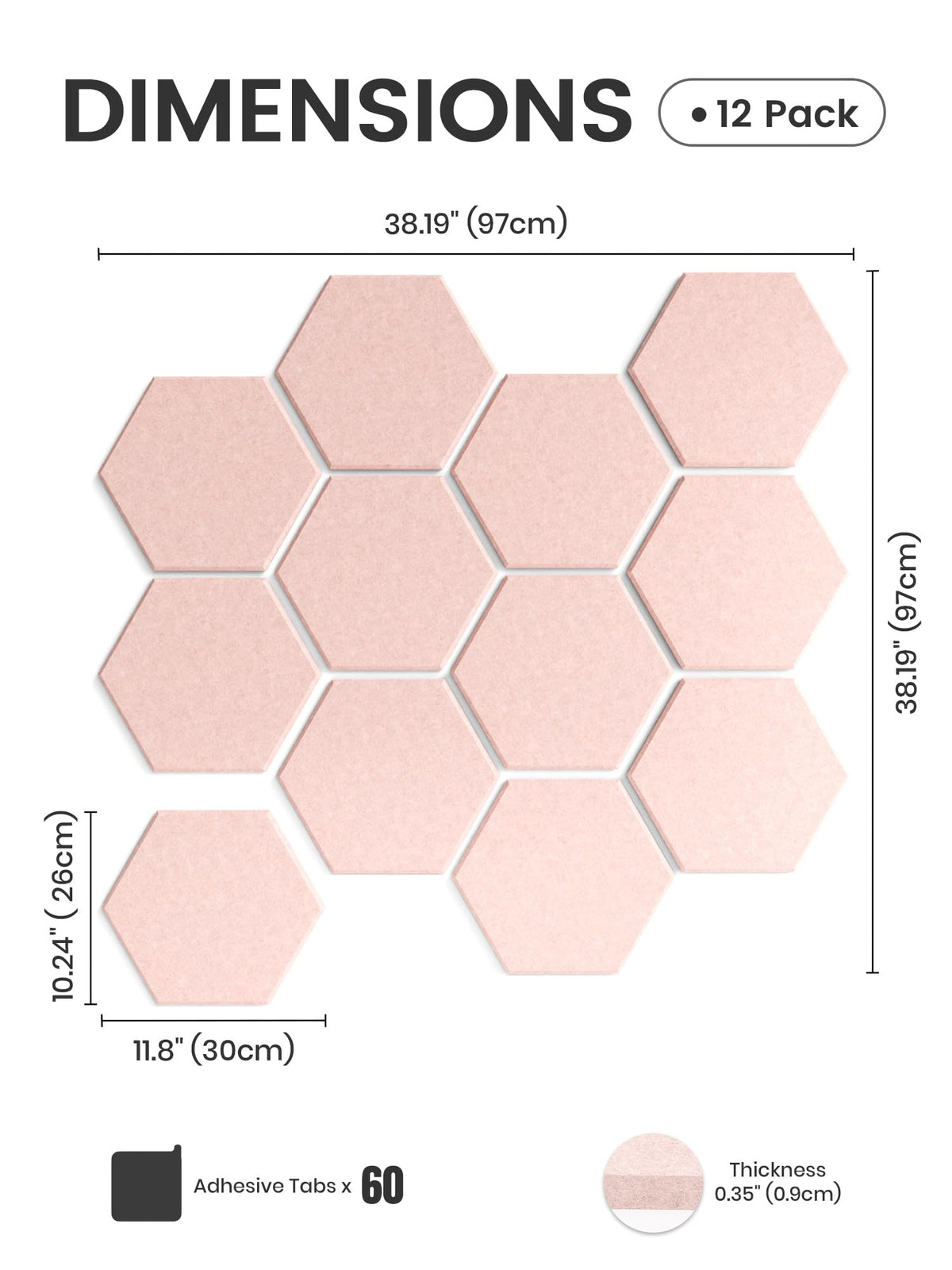 Blue Hexagon Felt Pin Board Tiles, 12 Pack