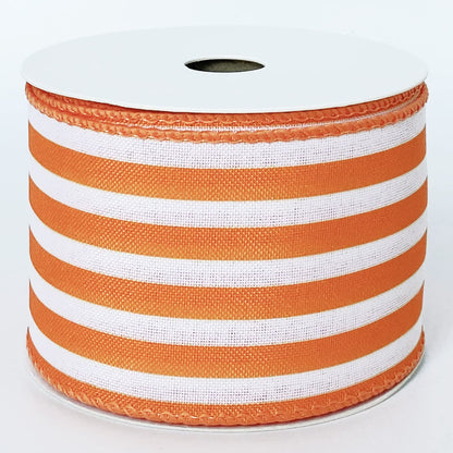 Royal Blue and White Striped Wired Ribbon, 2.5 Inch