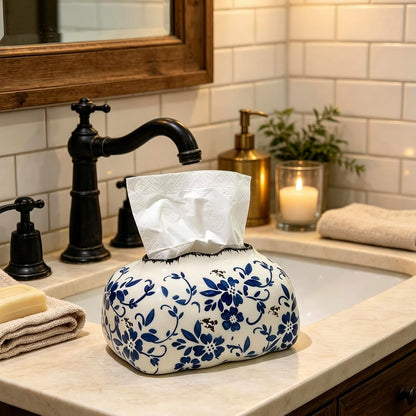 Blue and White Porcelain Tissue Box Holder