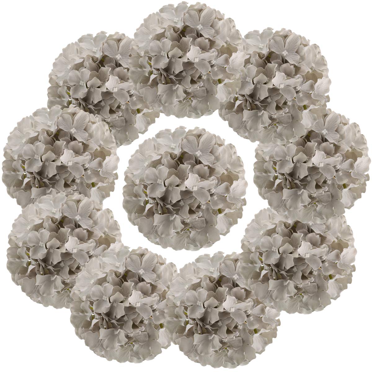 Silk Hydrangea Heads with Stems, Pack of 10