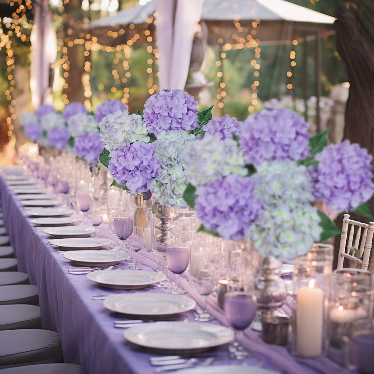 Blue Hydrangea Faux Flowers, 6 Stems