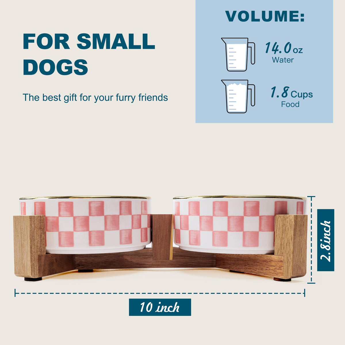 Blue and White Checkered Ceramic Dog Bowls