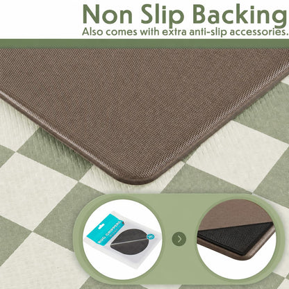 Navy Checkered Kitchen Mats, Set of 2