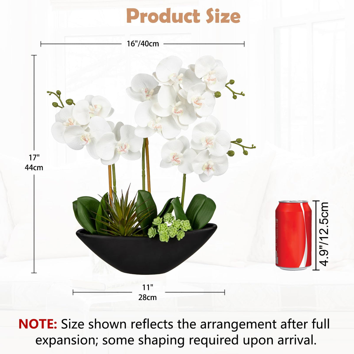 Briful Faux Orchid in Blue and White Boat Vase
