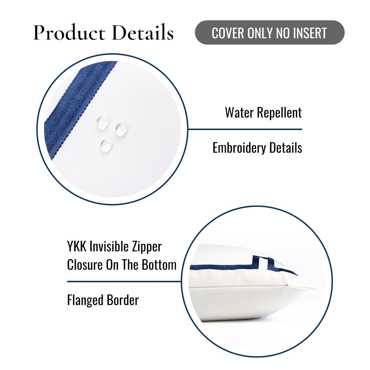 Navy Greek Key Outdoor Lumbar Pillow Cover, 12x20