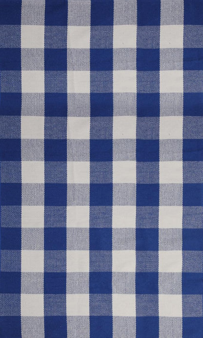 Blue Buffalo Plaid Outdoor Rug, 27.5x43