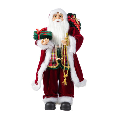 Blue Velvet Santa Figurine, 18 Inch