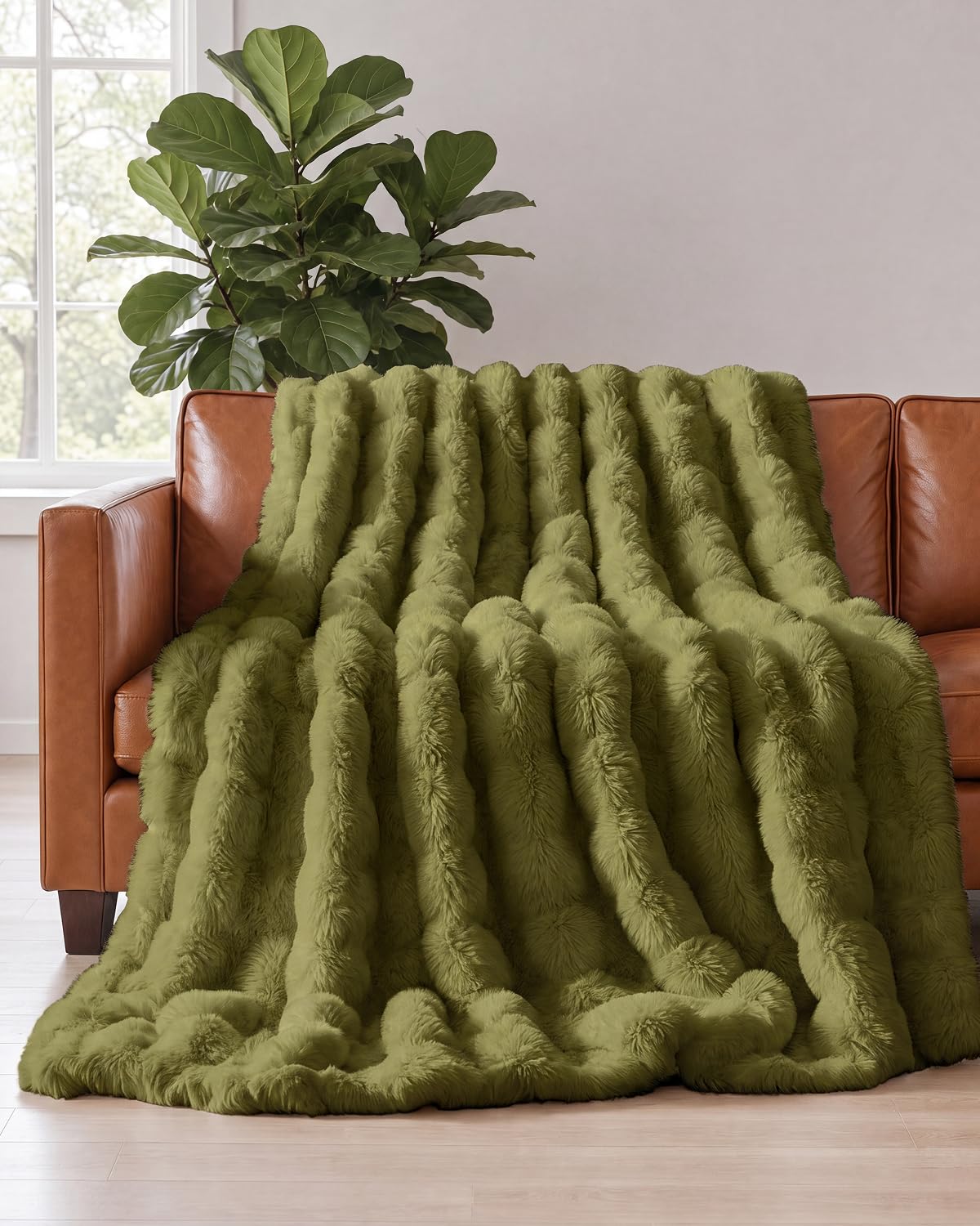 Faux Fur Bubble Throw Blanket, 50 x 60 Inch