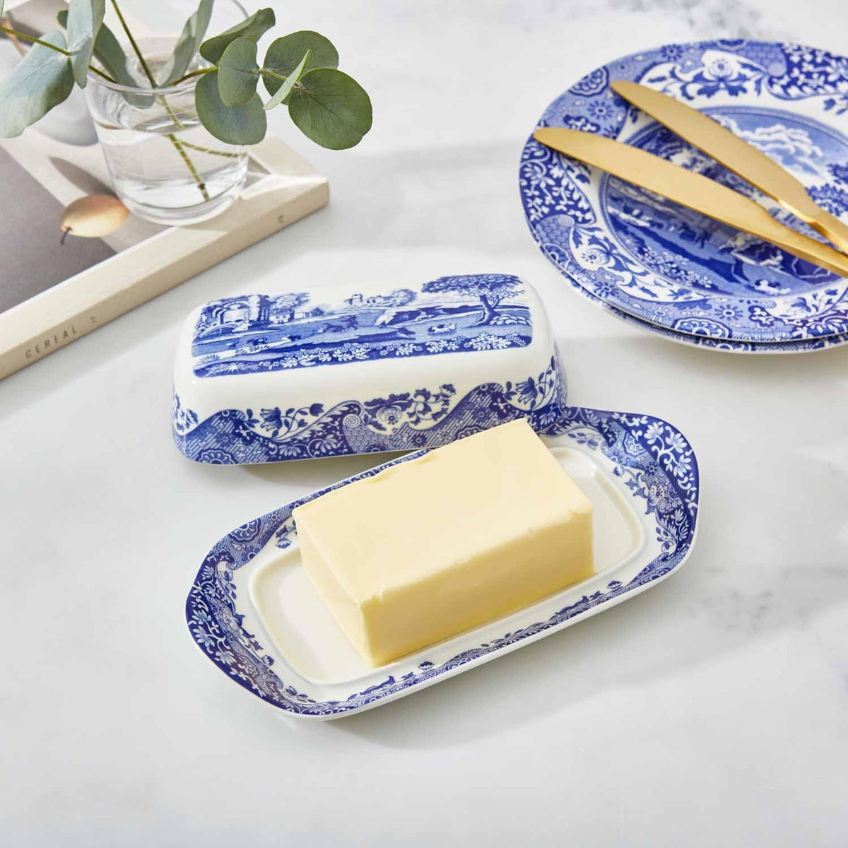 Spode Blue Italian Covered Butter Dish