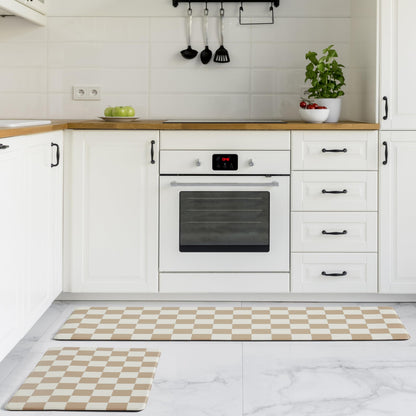 Navy Checkered Kitchen Mats, Set of 2