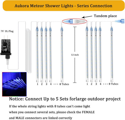 Aukora Blue Meteor Shower Lights