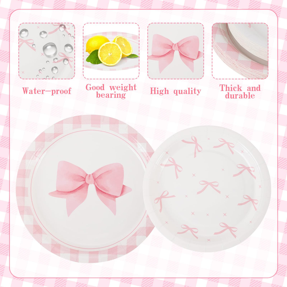 Blue and White Floral Paper Plates and Napkins, Serves 20